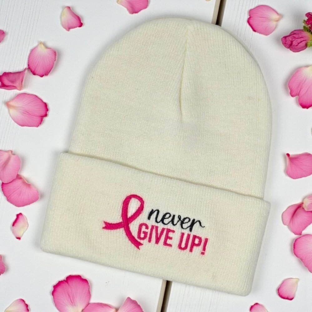 Breast Cancer Awareness Never Give Up Beanie